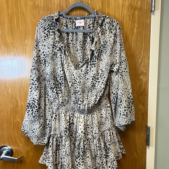 Buddy Love Black and Cream Leopard Dress - Picture 1 of 3